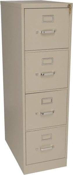 Hon - 15" Wide x 52" High x 25" Deep, 4 Drawer Vertical File with Lock - Steel, Putty - Benchmark Tooling