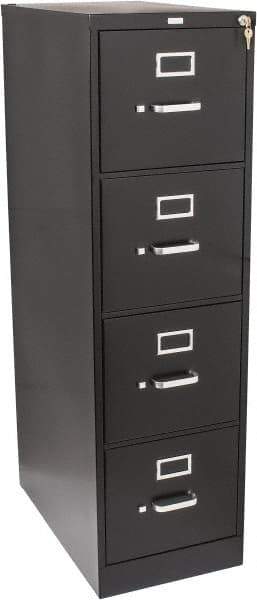 Hon - 15" Wide x 52" High x 25" Deep, 4 Drawer Vertical File with Lock - Steel, Black - Benchmark Tooling