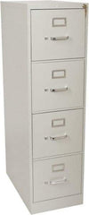 Hon - 15" Wide x 52" High x 25" Deep, 4 Drawer Vertical File with Lock - Steel, Light Gray - Benchmark Tooling