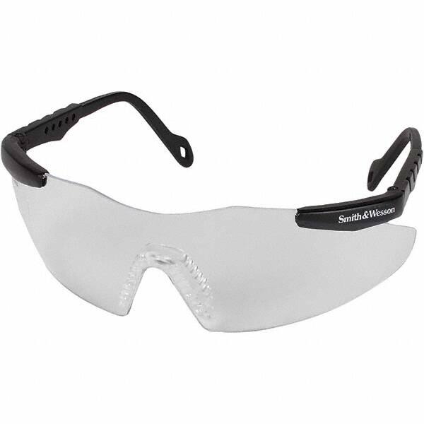 Smith & Wesson - Clear Lenses, Framed Safety Glasses - Scratch Resistant, Black Plastic Frame, Size Mini, Wrap Around - Benchmark Tooling