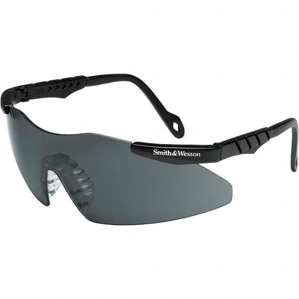 Smith & Wesson - Smoke Lenses, Framed Safety Glasses - Scratch Resistant, Black Plastic Frame, Size S, Wrap Around - Benchmark Tooling