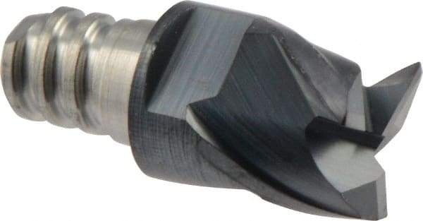 Iscar - MM ECU Grade IC908 Carbide Keyway Milling Tip Insert - TiAlN Finish, 3 Flutes, 7.7mm Cutting Diam, 4mm Depth of Cut, 10mm Extension, 0.008" Cnr Rad, 38° Helix - Benchmark Tooling