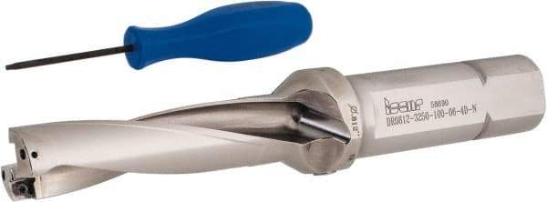 Iscar - 3-1/4" Max Drill Depth, 4xD, 13/16" Diam, Indexable Insert Drill - 1" Shank Diam, Whistle Notch Shank - Benchmark Tooling