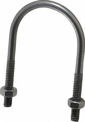 Made in USA - 1/4-20 UNC, 3" Long, Round U Bolt Clamp with No Mount Plate for 1-1/4" Pipe - 1-3/8" Thread Length, 1-3/4" Wide, Grade 304 Stainless Steel - Benchmark Tooling