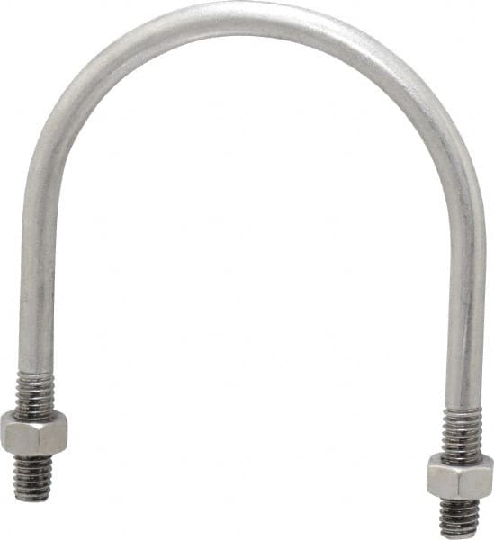 Made in USA - 5/16-18 UNC, 3-11/16" Long, Round U Bolt Clamp with No Mount Plate for 2-1/2" Pipe - 1" Thread Length, 3" Wide, Grade 304 Stainless Steel - Benchmark Tooling