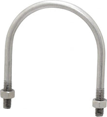 Made in USA - 5/16-18 UNC, 3-11/16" Long, Round U Bolt Clamp with No Mount Plate for 2-1/2" Pipe - 1" Thread Length, 3" Wide, Grade 304 Stainless Steel - Benchmark Tooling