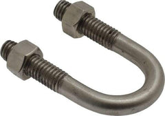 Made in USA - 3/8-16 UNC, 2-1/4" Long, Round U Bolt Clamp with No Mount Plate for 1/2" Pipe - 1-1/4" Thread Length, 1" Wide, Grade 304 Stainless Steel - Benchmark Tooling
