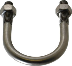 Made in USA - 3/8-16 UNC, 2-3/4" Long, Round U Bolt Clamp with No Mount Plate for 1-1/4" Pipe - 1-1/8" Thread Length, 1-3/4" Wide, Grade 304 Stainless Steel - Benchmark Tooling