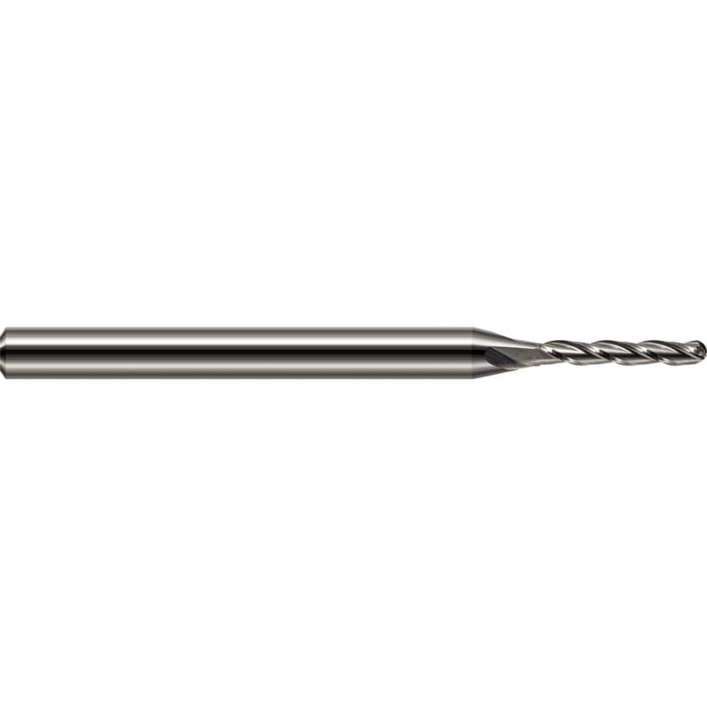 Ball End Mill: 0.1875″ Dia, 1.125″ LOC, 4 Flute, Solid Carbide 3″ OAL, 3/16″ Shank Dia, 30 ° Helix, Uncoated, Single End