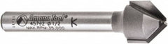 Amana Tool - 1/2" Cut Diam, 3/8" Length of Cut, 2 Flute V-Groove Edge Profile Router Bit - Carbide-Tipped, 1/4" Shank Diam, 2" OAL, Uncoated - Benchmark Tooling