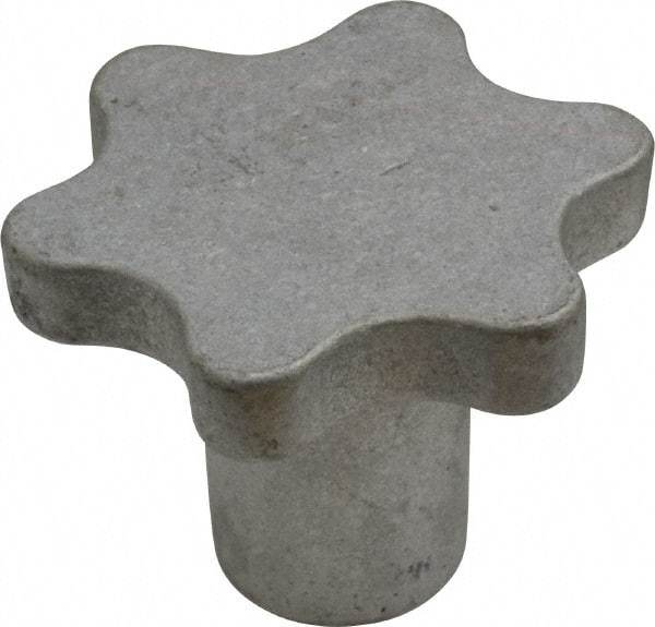 Made in USA - 2-1/2" Head Diam, 6 Point Scalloped Knob - 1/2" Hole, Aluminum - Benchmark Tooling
