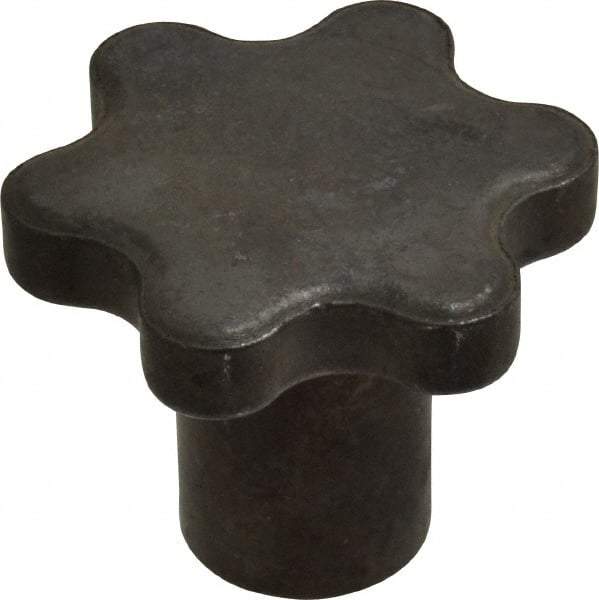 Made in USA - 2" Head Diam, 6 Point Scalloped Knob - 3/8-16 Hole, Steel - Benchmark Tooling