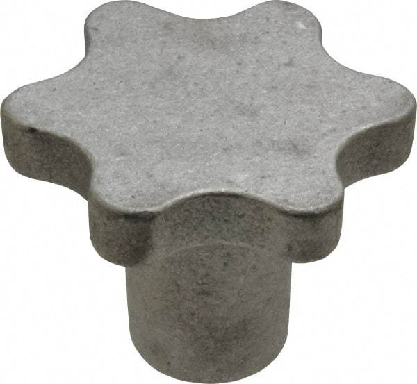 Made in USA - 2-1/2" Head Diam, 6 Point Scalloped Knob - 1/2-13 Hole, Aluminum - Benchmark Tooling
