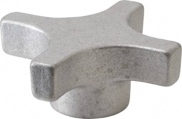 Made in USA - 3" Head Diam, 4 Point Lobed Knob - Aluminum - Benchmark Tooling