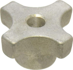 Made in USA - 1-1/8" Head Diam, 4 Point Lobed Knob - 1/4" Hole, Aluminum - Benchmark Tooling