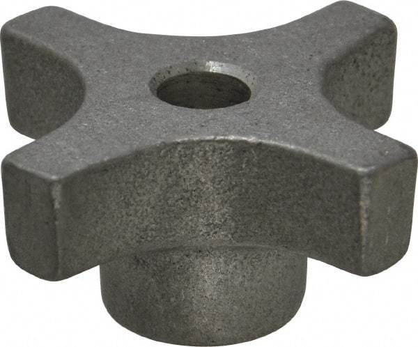 Made in USA - 2" Head Diam, 4 Point Lobed Knob - 3/8" Hole, Aluminum - Benchmark Tooling
