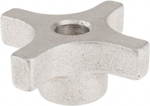 Made in USA - 3" Head Diam, 4 Point Lobed Knob - 5/8" Hole, Aluminum - Benchmark Tooling