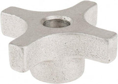 Made in USA - 3" Head Diam, 4 Point Lobed Knob - 5/8" Hole, Aluminum - Benchmark Tooling