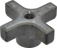 Made in USA - 2" Head Diam, 4 Point Lobed Knob - 3/8-16 Hole, Steel - Benchmark Tooling