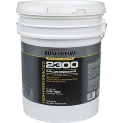 Rust-Oleum - 5 Gal Traffic Yellow Flat Finish Striping Paint - 410 to 540 Sq Ft per Gal, Interior/Exterior - Benchmark Tooling