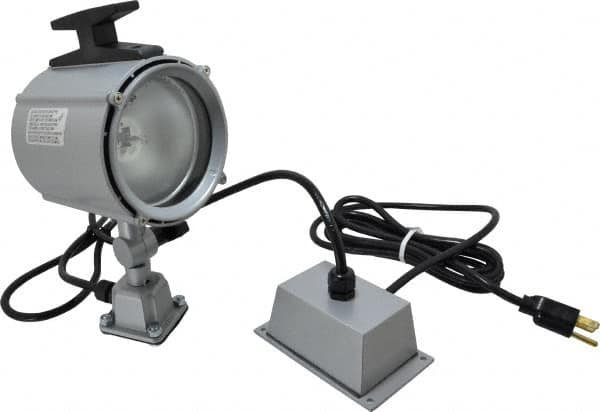 Electrix - 4 NEMA Rated, 12 VDC, 55 Watt, Spot Machine Light - Direct Mount, 9 Ft. Cord, 4-1/2 Inch Light Diameter, Remote Ballast, Gray - Benchmark Tooling