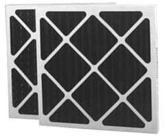 Made in USA - 20" Noml Height x 24" Noml Width x 2" Noml Depth, 70% Capture Efficiency, Wire-Backed Pleated Air Filter - MERV 8, Cotton/Polyester & Activated Carbon, Integrated Beverage Board Frame, 500 Max FPM, 1,675 CFM, For Any Unit - Benchmark Tooling
