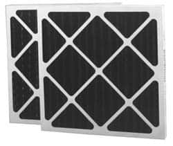 Made in USA - 24" Noml Height x 24" Noml Width x 1" Noml Depth, 70% Capture Efficiency, Wire-Backed Pleated Air Filter - MERV 8, Cotton/Polyester & Activated Carbon, Integrated Beverage Board Frame, 500 Max FPM, 2,000 CFM, For Any Unit - Benchmark Tooling