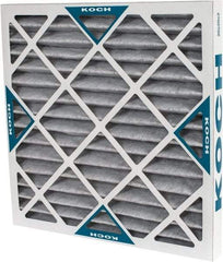 Made in USA - 20" Noml Height x 20" Noml Width x 2" Noml Depth, 70% Capture Efficiency, Wire-Backed Pleated Air Filter - MERV 8, Cotton/Polyester & Activated Carbon, Integrated Beverage Board Frame, 500 Max FPM, 1,400 CFM, For Any Unit - Benchmark Tooling