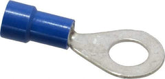 Made in USA - 16-14 AWG Fully Insulated Crimp Connection Circular Ring Terminal - 1/4" Stud, Copper Contact - Benchmark Tooling