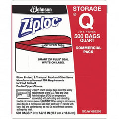 Ziploc - 500 Piece, 1 Quart Capacity, 8 Inch Long x 7 Inch Wide, Ziploc Storage Bag - 1.75 mil Thick, Rectangle Clear Plastic - Benchmark Tooling