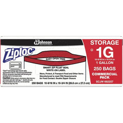 Ziploc - 250 Piece, 1 Gallon Capacity, 10-3/4 Inch High x 10-9/16 Inch Wide, Ziploc Storage Bag - 1.75 mil Thick, Rectangle Clear Plastic - Benchmark Tooling