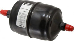 Parker - 1/4" Connection, 2-1/2" Diam, 5.27" Long, Refrigeration Liquid Line Filter Dryer - 5-5/8" Cutout Length, 101 Drops Water Capacity - Benchmark Tooling