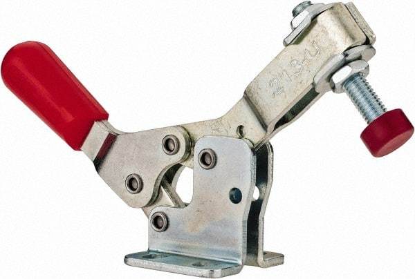 De-Sta-Co - 150 Lb Holding Capacity, Horizontal Handle, Manual Hold Down Toggle Clamp - 60° Handle Movement, 90° Bar Opening, U-Bar, Flanged Base, Electro-Plated Zinc, Carbon Steel - Benchmark Tooling