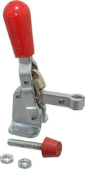 De-Sta-Co - 200 Lb Holding Capacity, Vertical Handle, Manual Hold Down Toggle Clamp - 65° Handle Movement, 105° Bar Opening, U-Bar, Flanged Base, Electro-Plated Zinc, Carbon Steel - Benchmark Tooling