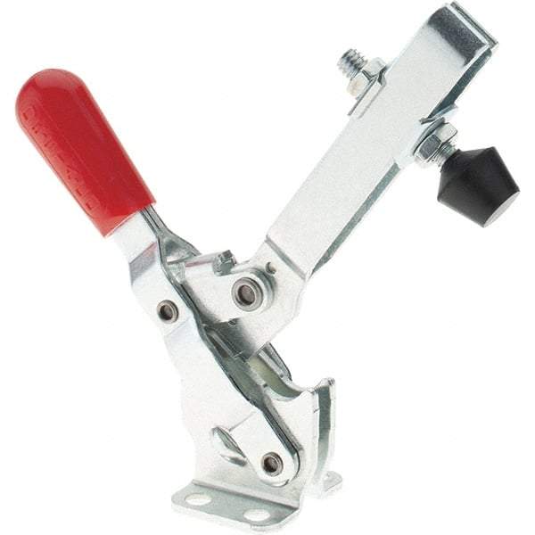 De-Sta-Co - 375 Lb Holding Capacity, Vertical Handle, Manual Hold Down Toggle Clamp - 57° Handle Movement, 99° Bar Opening, U-Bar, Flanged Base, Electro-Plated Zinc, Carbon Steel - Benchmark Tooling