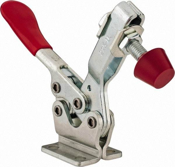 De-Sta-Co - 500 Lb Holding Capacity, Horizontal Handle, Manual Hold Down Toggle Clamp - 70° Handle Movement, 92° Bar Opening, U-Bar, Flanged Base, Electro-Plated Zinc, Carbon Steel - Benchmark Tooling