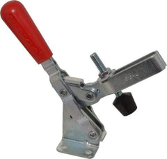 De-Sta-Co - 600 Lb Holding Capacity, Vertical Handle, Manual Hold Down Toggle Clamp - 58° Handle Movement, 103° Bar Opening, U-Bar, Flanged Base, Electro-Plated Zinc, Carbon Steel - Benchmark Tooling