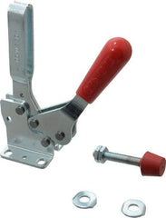 De-Sta-Co - 750 Lb Holding Capacity, Horizontal Handle, Manual Hold Down Toggle Clamp - 59° Handle Movement, 93° Bar Opening, U-Bar, Flanged Base, Electro-Plated Zinc, Carbon Steel - Benchmark Tooling