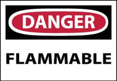 NMC - Danger - Flammable, Pressure Sensitive Vinyl Fire Sign - 5" Wide x 3" High - Benchmark Tooling