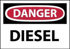 NMC - Hazardous Materials Label, Header: DANGER - Legend: Danger - Diesel, English, Red, Black & White, 5" Long x 3" High, Sign Muscle Finish - Benchmark Tooling