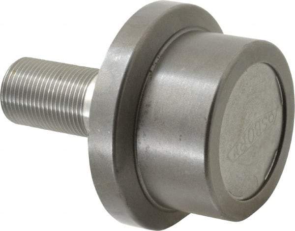 Osborn International - 2-1/2" Roller Diam x 1-11/16" Width, 1" Stud Diam x 2-1/4" Length, Flanged Concentric Stud Load Runner - Steel, 1-1/2" Thread Length, 1-14 Thread, 3-15/16" OAL, 2,270 Lb Dynamic Cap - Benchmark Tooling