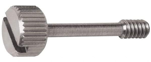 Electro Hardware - Slotted Drive #6-32 UNC 25/32" Length Under Head Captive Screw - 18-8 Stainless Steel, 5/16" Head Diam, 3/16" Head Height, Uncoated - Benchmark Tooling