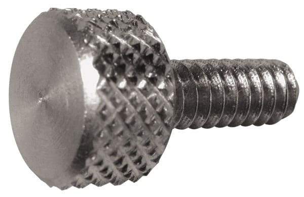 Electro Hardware - #4-40 Knurled Shoulderless Grade 303 Stainless Steel Thumb Screw - 5/8" OAL, 5/16" Head Diam x 3/16" Head Height, Uncoated - Benchmark Tooling
