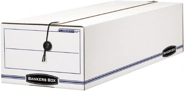 BANKERS BOX - 1 Compartment, 9-3/4" Wide x 6-1/4" High x 23-3/4" Deep, Storage Box - Corrugated Cardboard, White/Blue - Benchmark Tooling