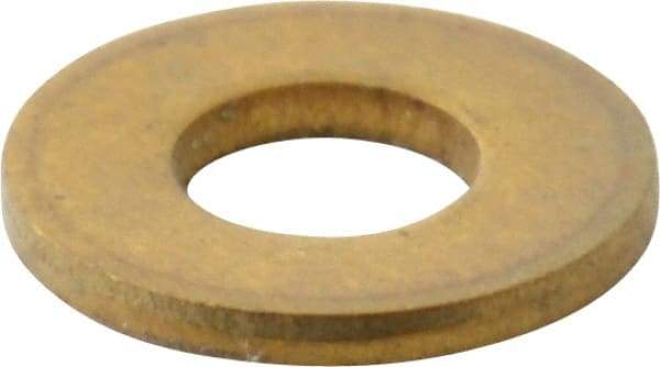 Value Collection - #4 Screw, Brass Standard Flat Washer - 0.12" ID x 0.281" OD, 0.025" Thick, Plain Finish - Benchmark Tooling