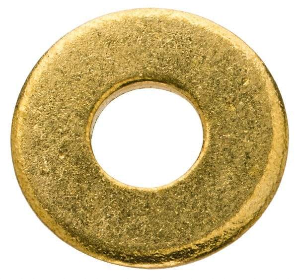 Value Collection - #10 Screw, Brass Standard Flat Washer - 0.2" ID x 1/2" OD, 0.04" Thick, Plain Finish - Benchmark Tooling