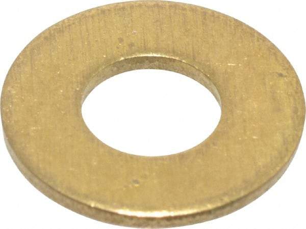 Value Collection - #12 Screw, Brass Standard Flat Washer - 0.228" ID x 1/2" OD, 0.04" Thick, Plain Finish - Benchmark Tooling