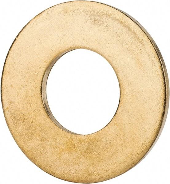 Value Collection - 5/8" Screw, Brass Standard Flat Washer - 0.687" ID x 1-1/2" OD, 0.102" Thick, Plain Finish - Benchmark Tooling
