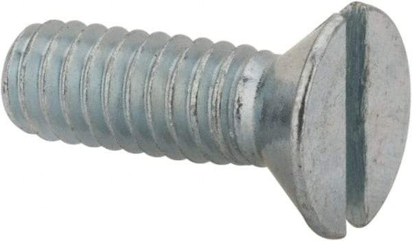 Value Collection - #8-32 UNC, 1/2" OAL Slotted Drive Machine Screw - Flat Head, Grade 2 Steel, Zinc-Plated Finish, Without Washer - Benchmark Tooling