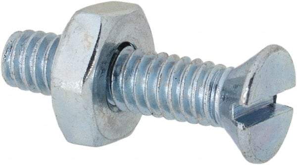 Value Collection - #8-32 UNC, 3/4" OAL Slotted Drive Machine Screw - Flat Head, Grade 2 Steel, Zinc-Plated Finish, Without Washer - Benchmark Tooling